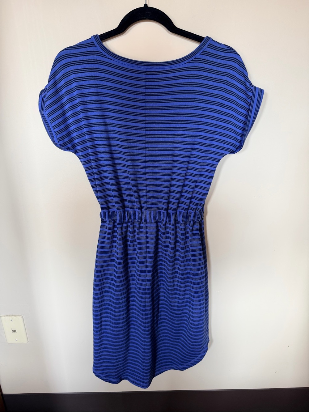 T by Talbots striped drawstring t shirt dress blue stripe S - Picture 4 of 4